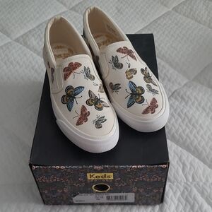 Keds x Rifle Paper Co. Women's Slip-On Sneakers with Butterfly Design - Cream